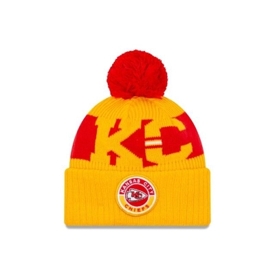 Yellow Kansas City Chiefs Hat - New Era NFL Alternate Cold Weather Sport Knit Beanie USA1643205